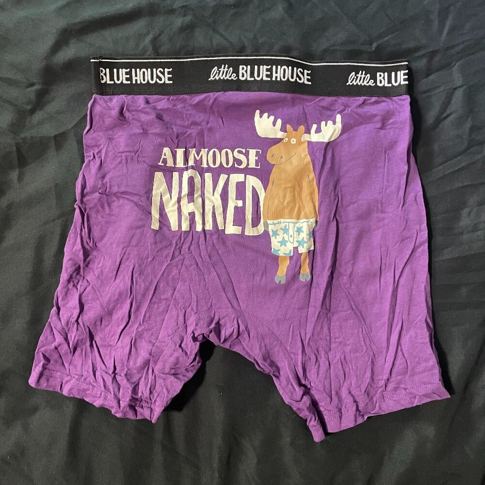 Little Blue House Men's Boxer Brief Purple Almoose Naked - Size Small (NWOT)